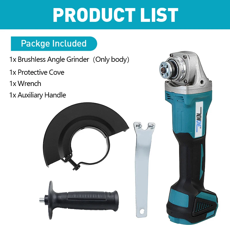 18V Brushless Angle Grinder Cutting Grinding Machine 125mm Polishing Electric Angle Grinder Power Tool For Makita Battery