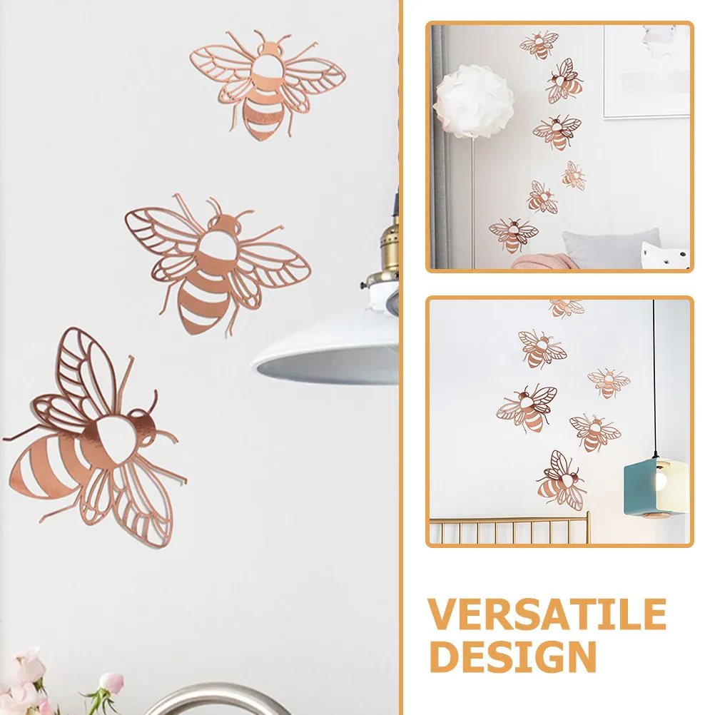 12 Pcs Cute Bee Stickers Delicate Bees Wall DIY Decor Shaped Decal Decorative Hollow Decals