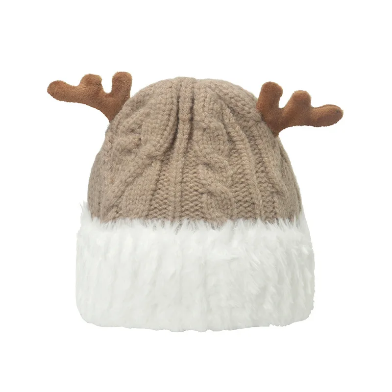 

Christmas Hat Autumn and Winter New Knitted Hat Antler Hat Over Hat Warm Plush Knitted Hat Woman