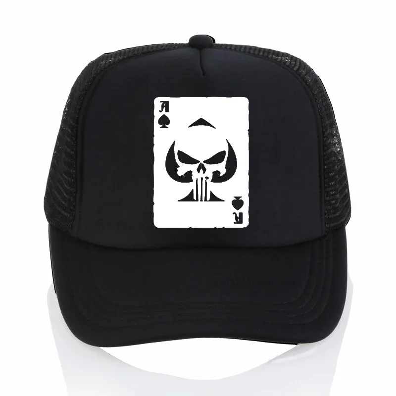 

Old Playing Card Ace of Spades Cap Punisher Skull Sniper Hat Embroidered Black Baseball Cap Hat Men Women Sports Cap