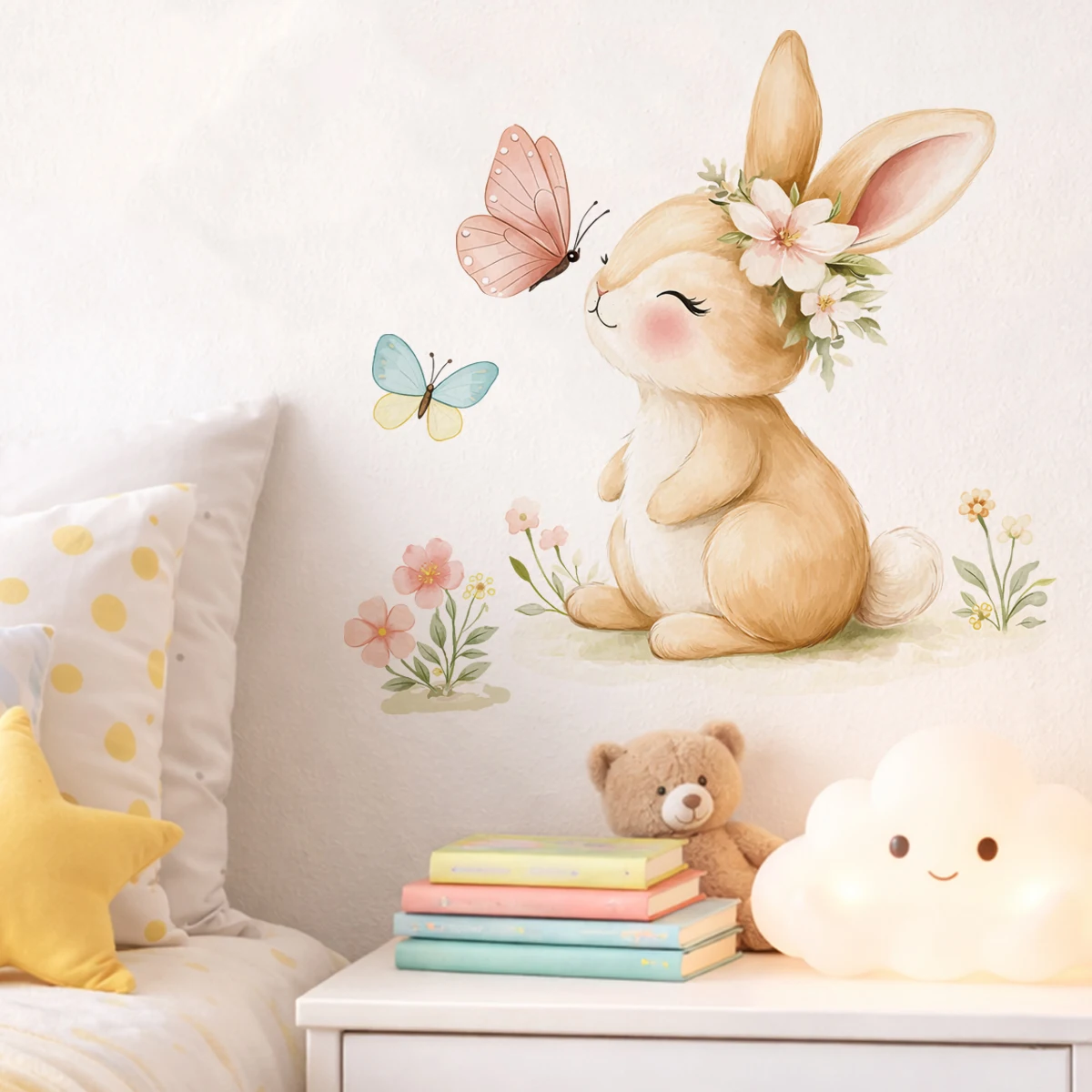 Easter Bunny Wall Sticker Cute Rabbit Family Nursery Wall Decals Kids Room Bathroom Vinyl Wall Art Baby Room Decor Spring Easter