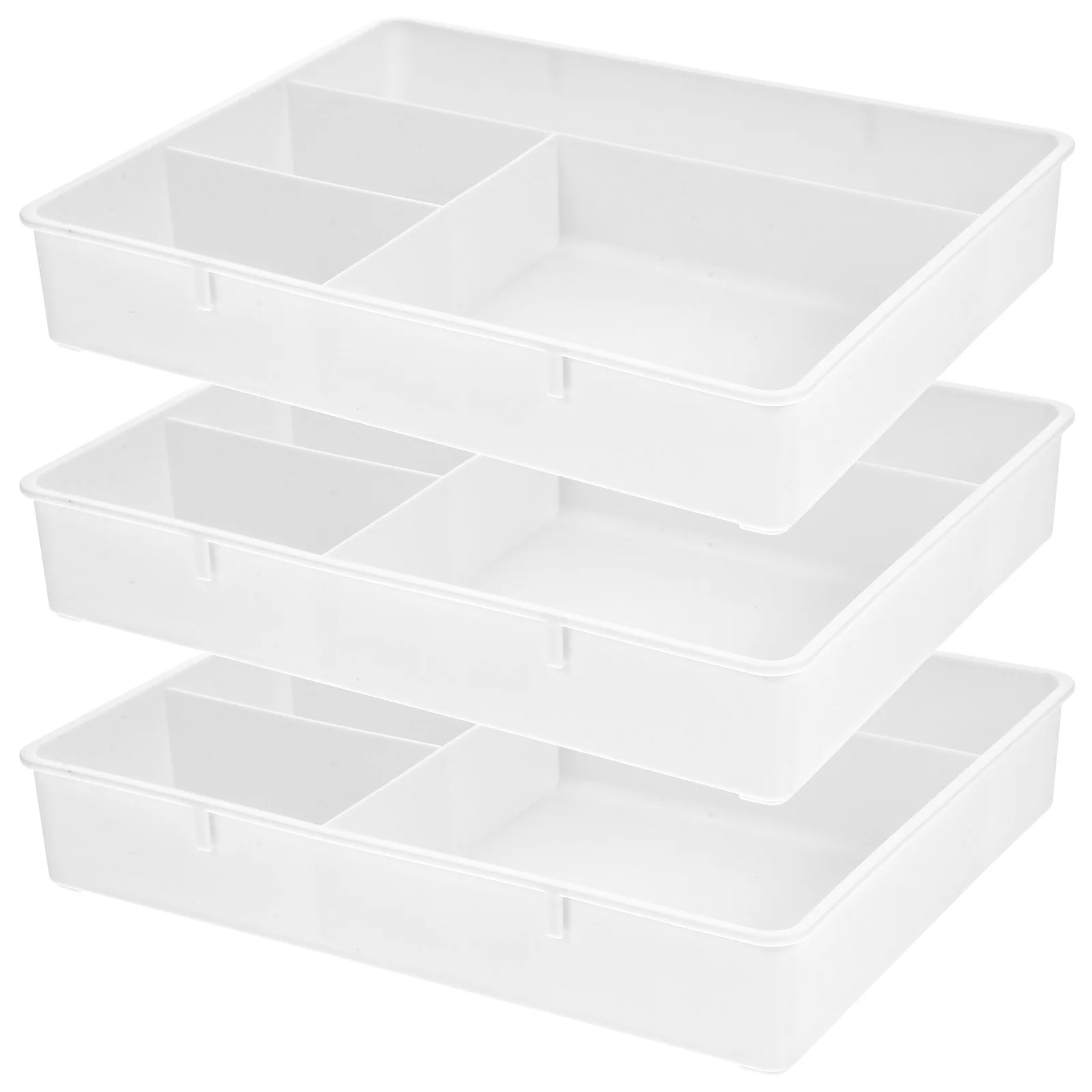 

3Pcs Desk Organizer Tray Multi-Compartment Stationery Holder for Drawer Storage Stackable Tabletop Classification Box Pen Makeup