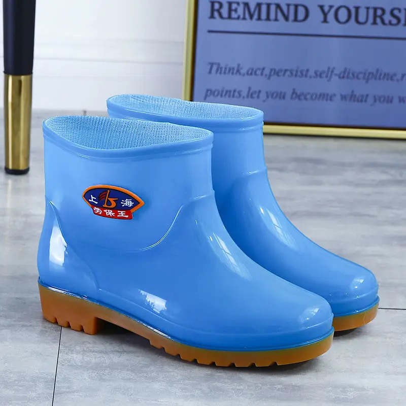 Water Shoes Beef Tendon Soles High Rain Shoes Winter Women with Velvet Warm Non-slip Rubber Shoes in Rainy Rain Boots