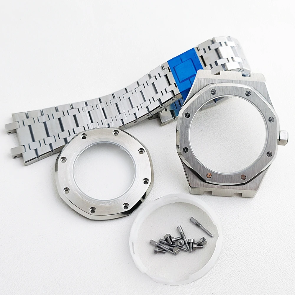 42mm watch case octagonal stainless steel case sapphire glass case customizable logo compatible with NH35 NH36 NH38 NH70 NH72