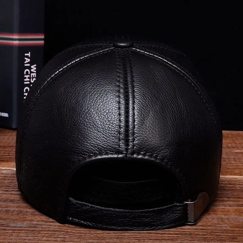 HL125 2021 Brand New Warm Real Cow Leather Hats Spring Free Shipping Baseball Cap