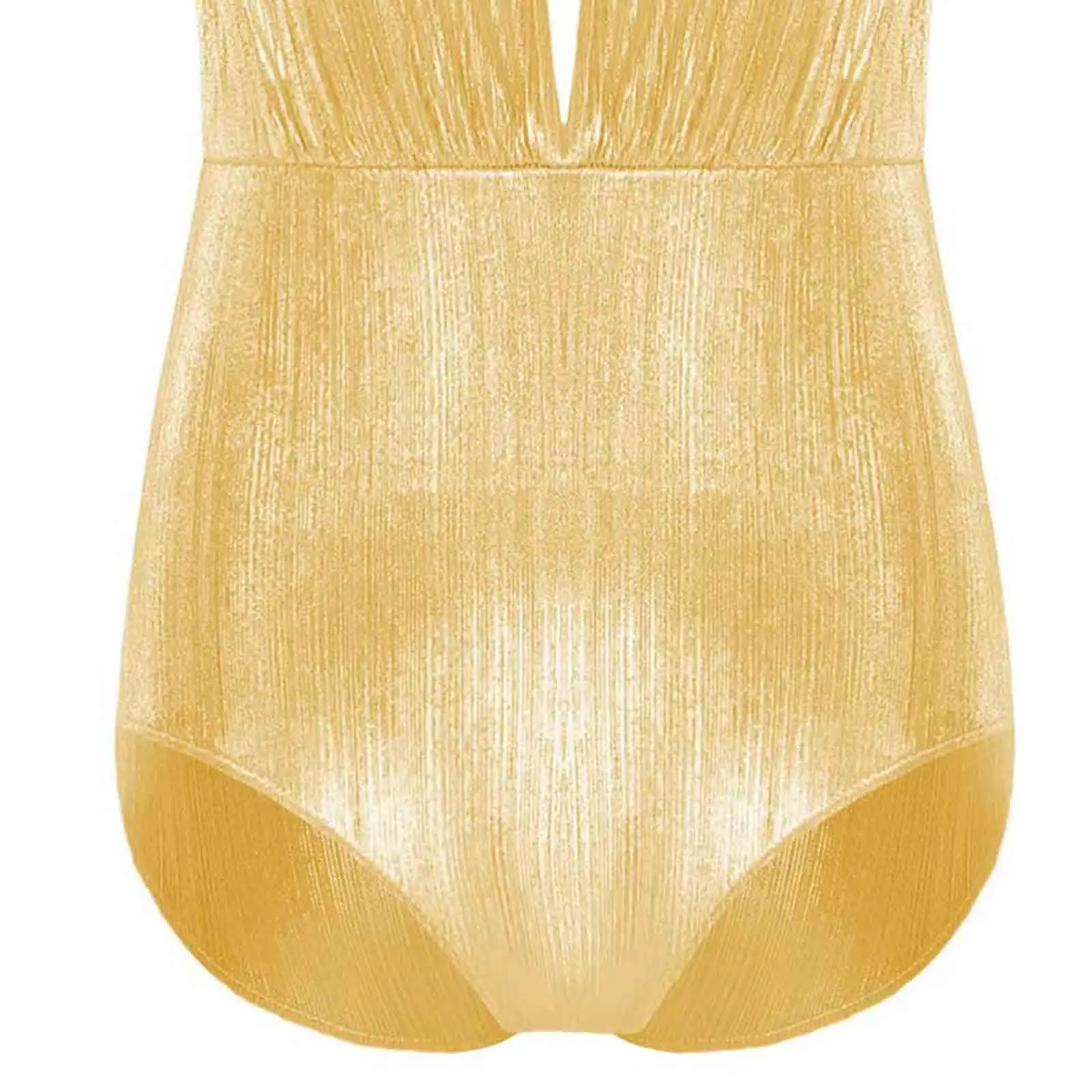 

Sexy Women Plunge V Neck Swimsuits Shiny Glossy Embroidery Back Cutout Swimming Costumes for Bathing Suit Pool Beach Traveling