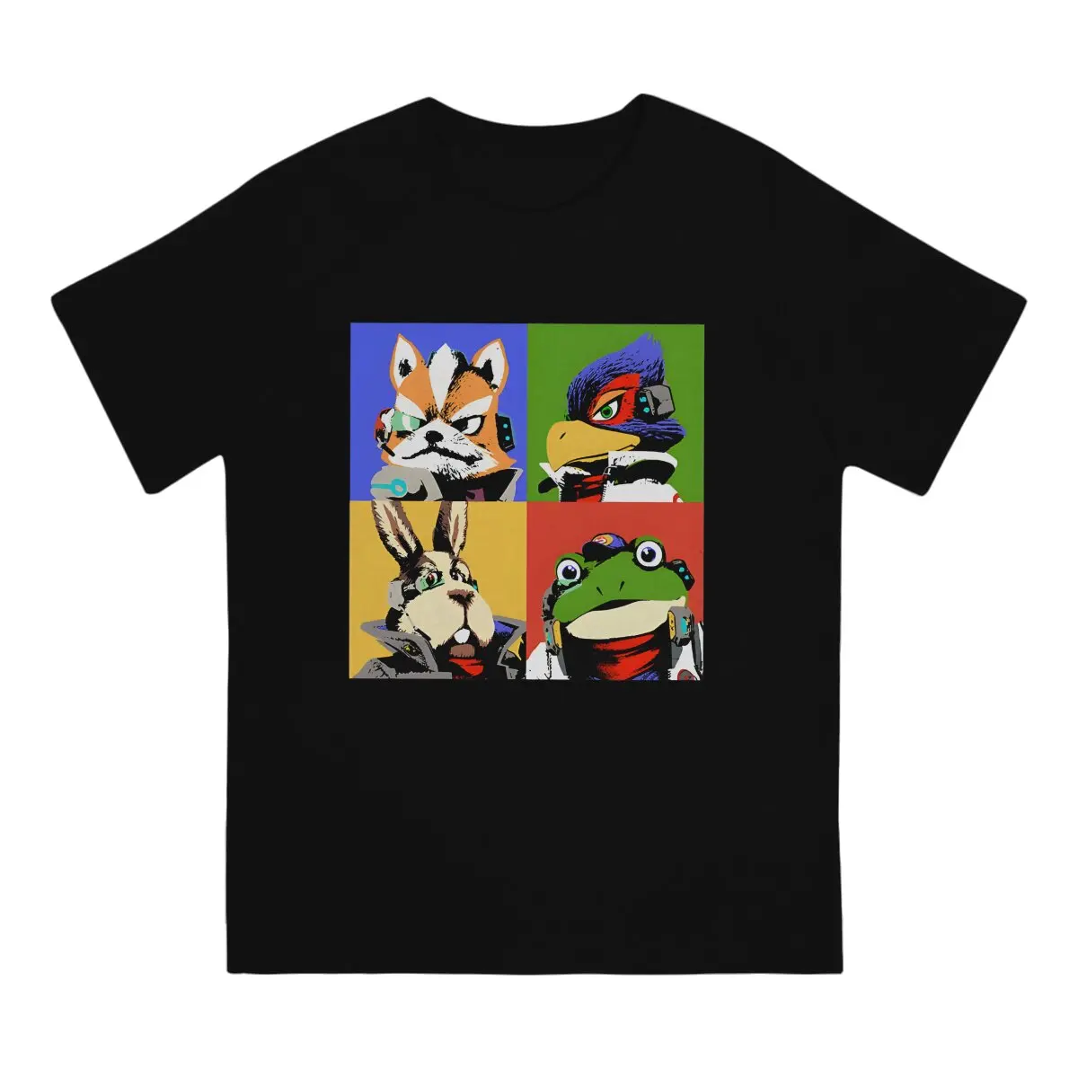 Star Warhol Fox Men TShirt Star Fox Game O Neck Short Sleeve Fabric T Shirt Funny Top Quality Birthday Gifts