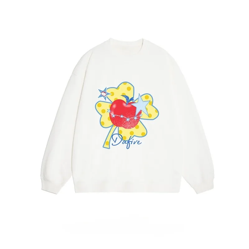 جديد الخريف والشتاء لاكي كلوفر أبل 3D مطبوعة جولة الرقبة مقنعين البلوز أعلى، الدافئة من جانب واحد المخملية زوجين نمط