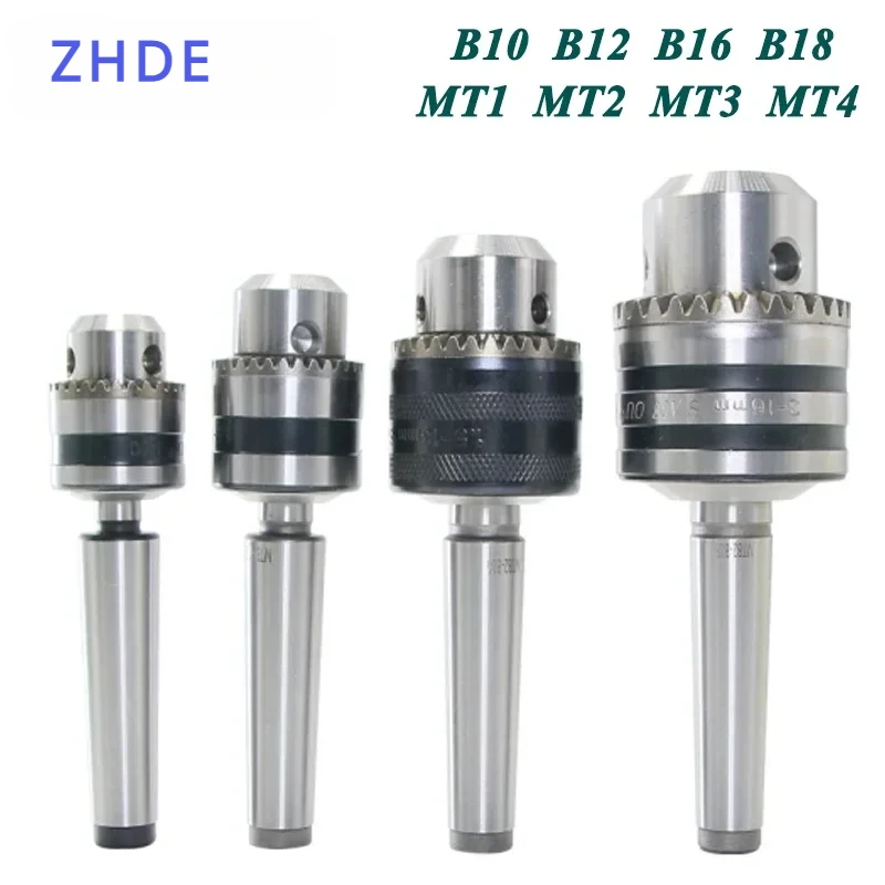 

ZHDE 1Set MT1 MT2 MT3 MT4 B10 B12 B16 B18 0.6-6/1-10/1-13/3-16/5-20 Morse tapper shank Drill Chuck Arbor Lathe CNC drill machine