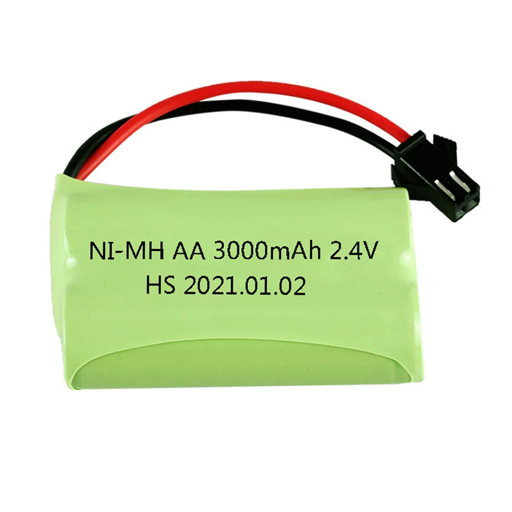 2.4V 3000mah NiMH rechargeable Battery with SM Plug For Rc toy Car Tank Train Robot Boat Ni-MH AA 2400 mah 2.4 v Battery 1-10PCS