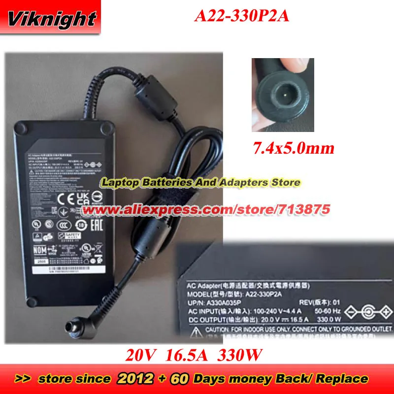 A22-330P2A AC Adapter 20V 16.5A 330W A330A035P Power Supply with 7.4x5.0mm tip Power Adapter