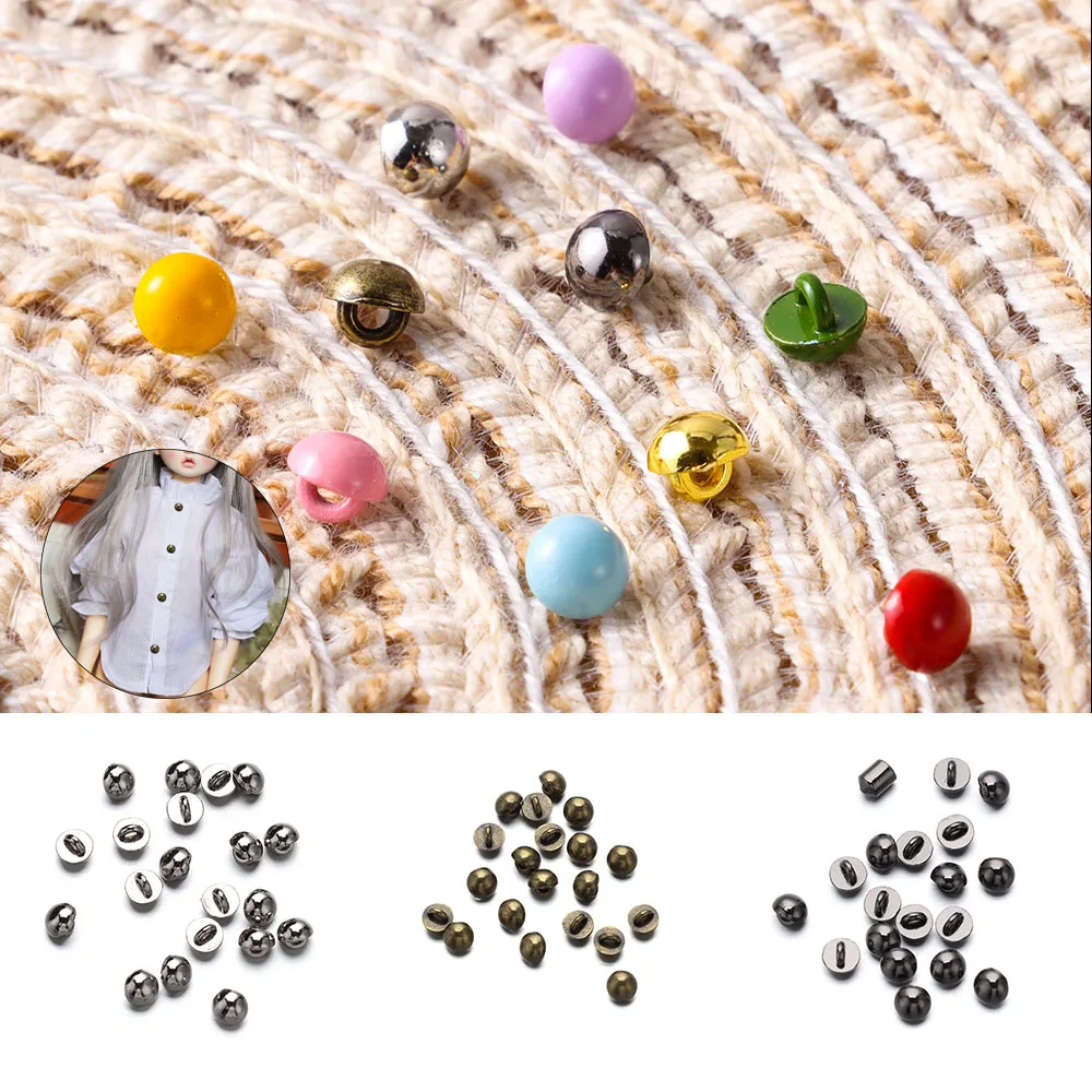 20pcs High Quality DIY Shoes Sewing Accessories Doll Mushroom Buttons Belt Buckles Ultra-small Buckle 1/6 Dolls Clothing