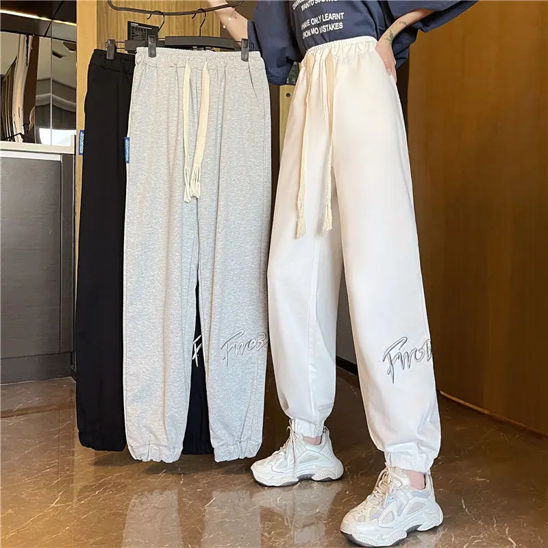 Sportswear Pants for Girls New Styles for Middle and High School Students Loose Casual Versatile and Ankle Tied Pants