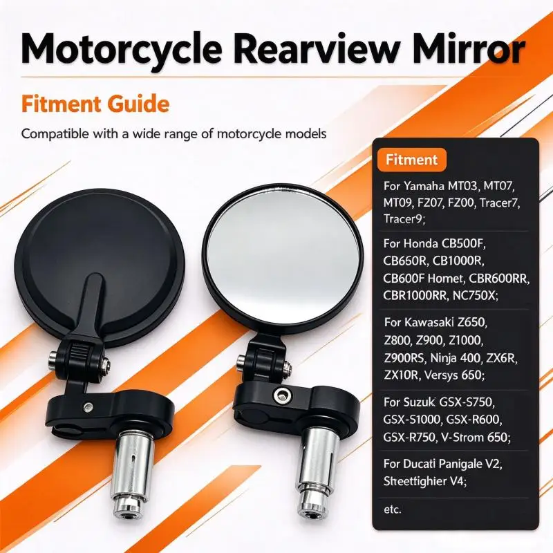 Universelle Lenkerend-Rückspiegel für Tracer7, Tracer9, CB650R, NC750X, Z650, Z900, klappbarer Motorrad-Lenker-Spiegel aus Aluminium – Detail 3