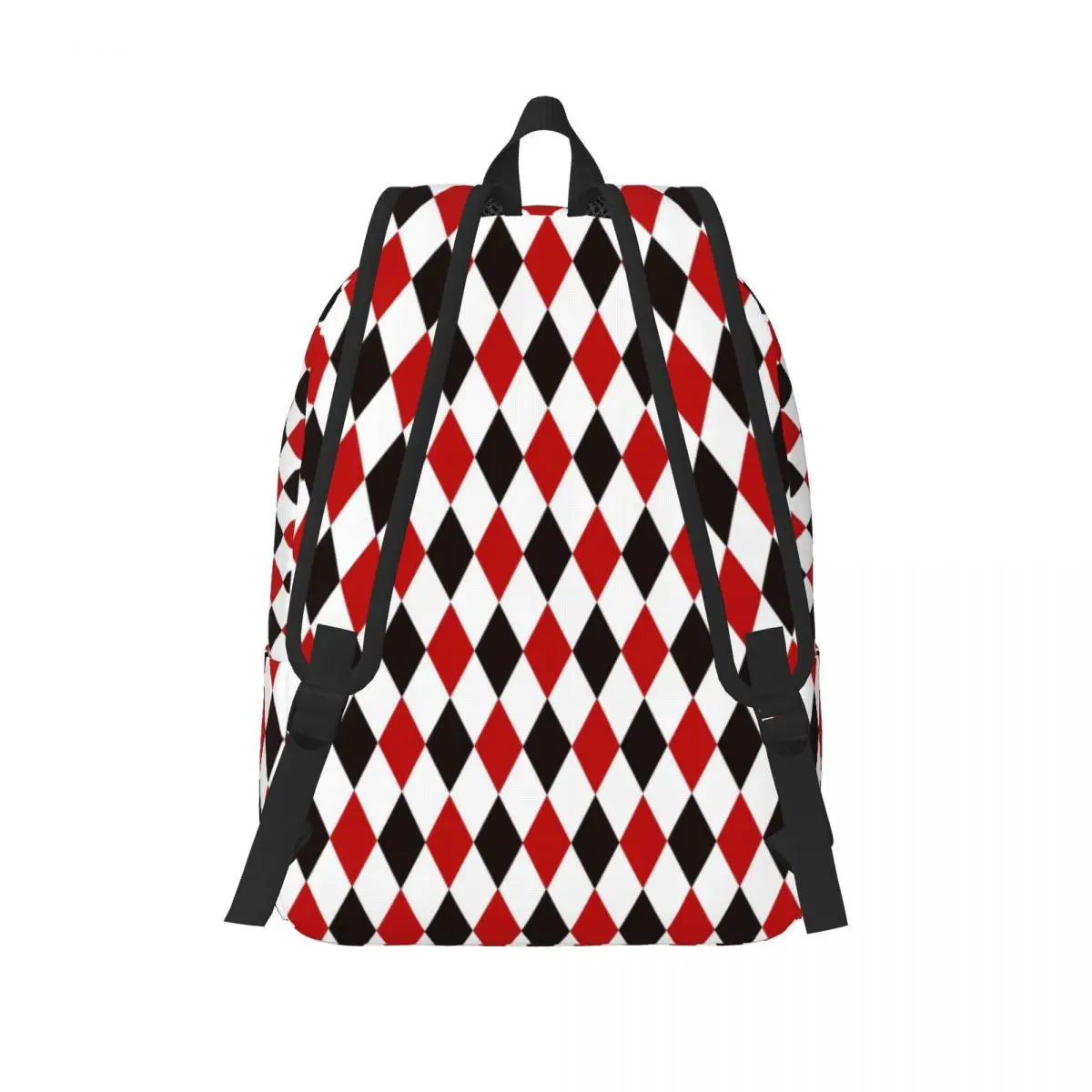 Harlequin Plaid Playing Cards Diamond Student Backpack School Bag Hiking Travel Daypack Boys Girls Fashion Bookbag Shoulder Bags