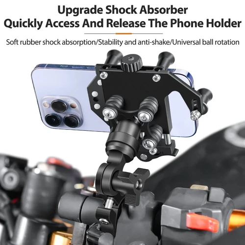 Imagen 2 del producto Soporte Móvil para Motocicleta de Aleación Metálica de Alta Calidad con Amortiguador, Soporte para Teléfono Celular para Motocicleta, Soporte de Navegación para Motos
