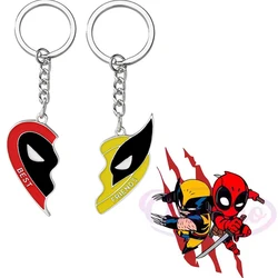 Deadpool Wolverine Cospay Anime Best Friends Keychain Superhero Couple Heart Pendant Keyrings Accessories Gifts for Men Women