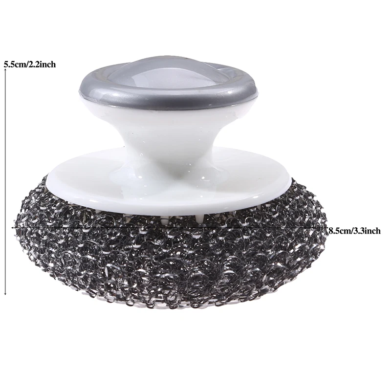 Stainless Steel Scourers with Plastic Handle, Steel Wool Scrubber Pad Kitchen Bathroom Cleaning Brush for Dishes Pots Pans