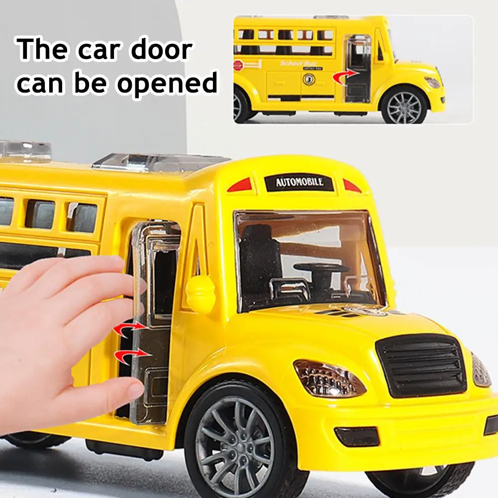 Simulation Open Door ABS School Bus Kids Educational Toy Cars Model Pull Back Car Interactive Toys Car Boys Birthday Gift