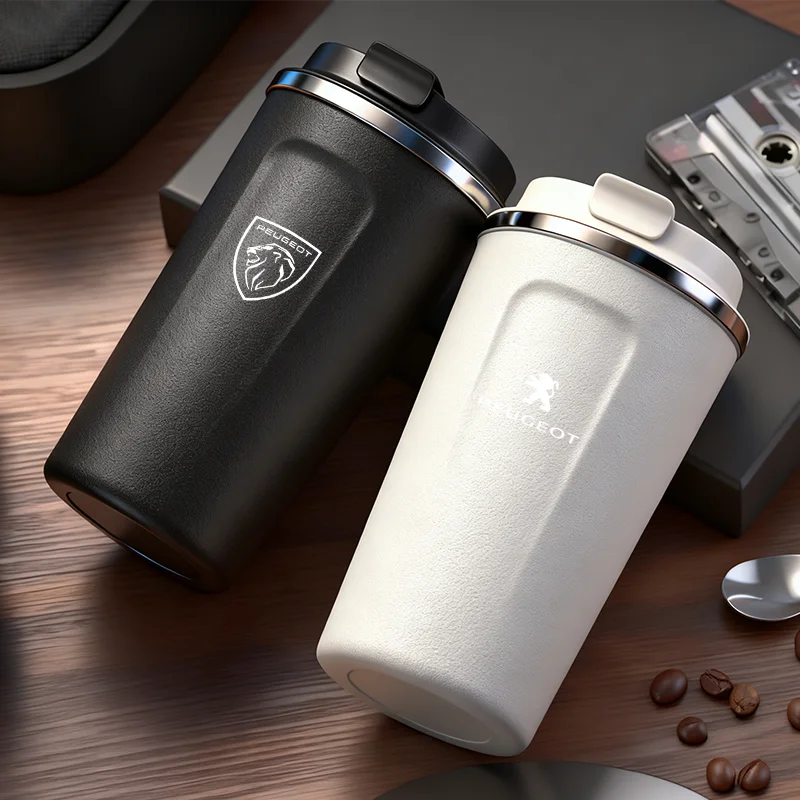 Taza de café de 380ML, taza de vacío para coche, termo de acero inoxidable 304 para Peugeot 107, 408, 4008, 308, 5008, 508, 2008, 208, 301, 407, 4008, 106