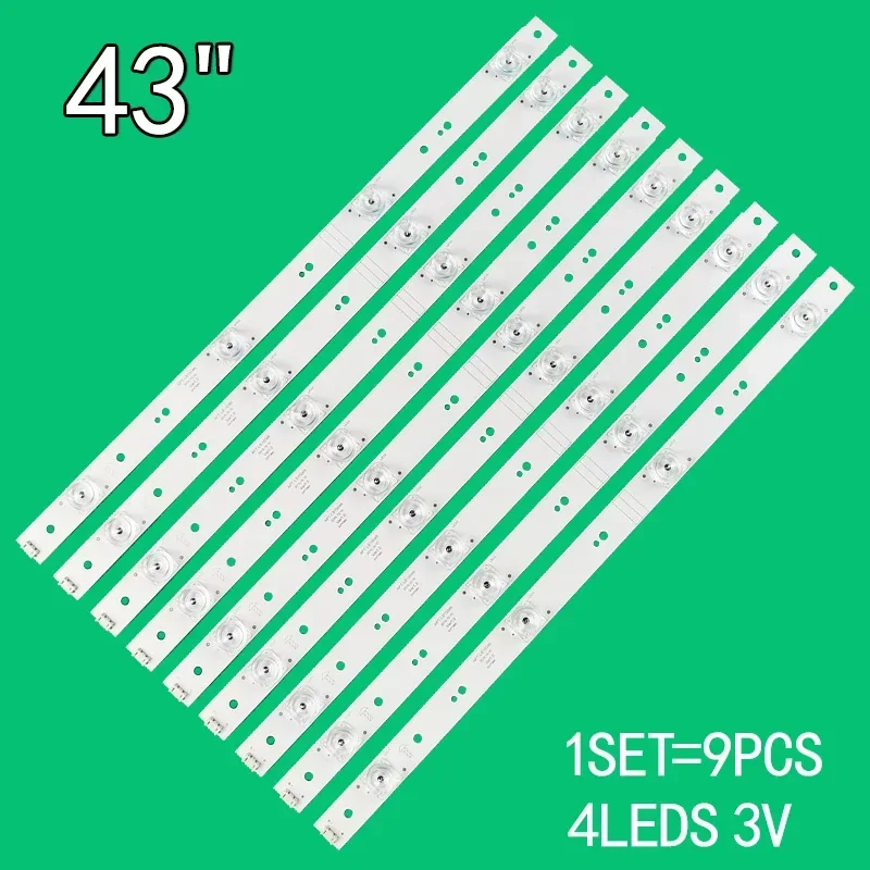 

9pcs/1 set 4leds 3v For Skyworth 43" LCD TV 5800-W43018-6P00 5800-W43018-0P10 APT-LB15046 Skyworth 43G6A 43E3600W 43S1 43E366W