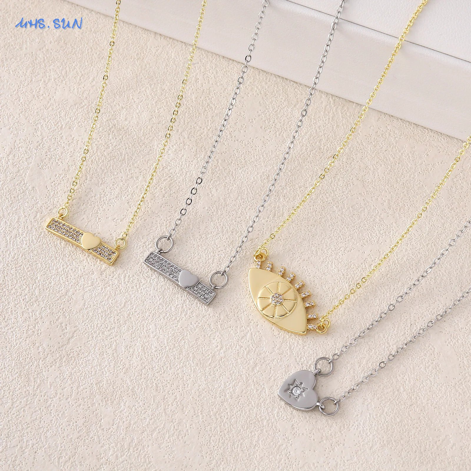 MHS.SUN New Heart/Lemon/Starfish/Eyes Pendant Necklace for Women Girls Romantic Gold Silver Color Love Choker Wedding Jewelry