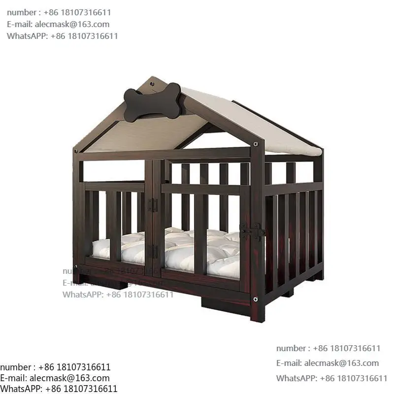 

Indoor kennel house Solid wood dog house Cage Small dog All seasons Removable and washable pet bed Wooden dog