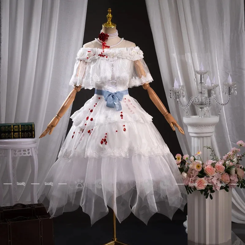 

CyFalse Hope Cosplay Costume Wig Game Identity V Bloody Queen False Hope Mary Neacklace Dress Uniform Penrose Maze Halloween Par