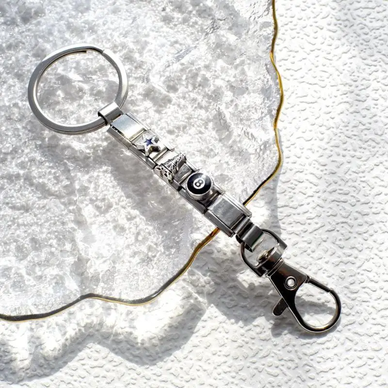 【W】Schleifen-Schmetterling-Stern-Modul-Armband-Schlüsselanhänger-Taschen-Schlüsselanhänger, personalisierter Schlüsselring, italienischer Charm, DIY-Schmuckherstellung, Geschenke – Detail 13