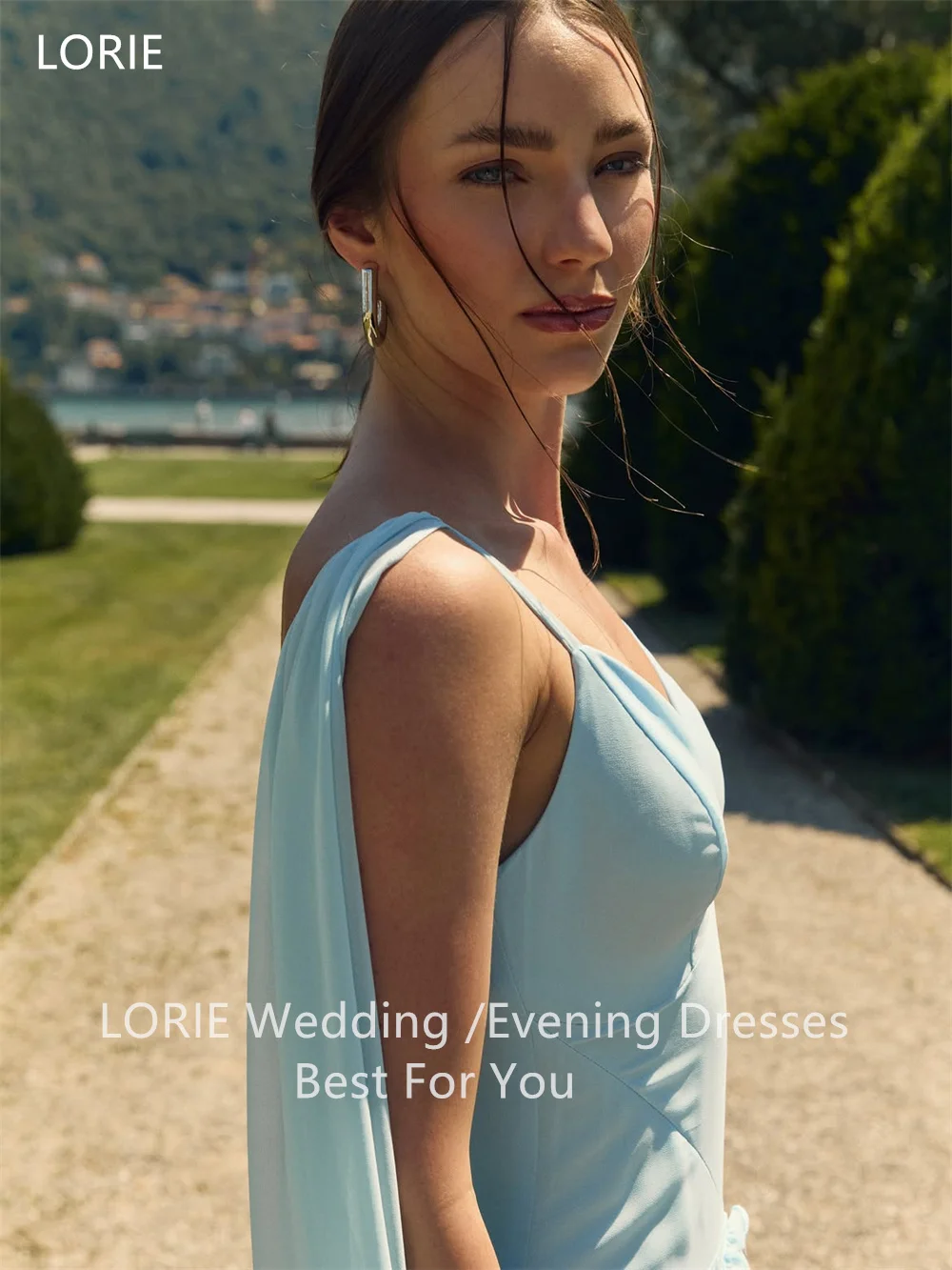 LORIE A-Line Prom Dresses Spaghetti Strap Sleeveless O Neck Evening Dress Tiered Ribbons Evening Party Gown 2026 Customized