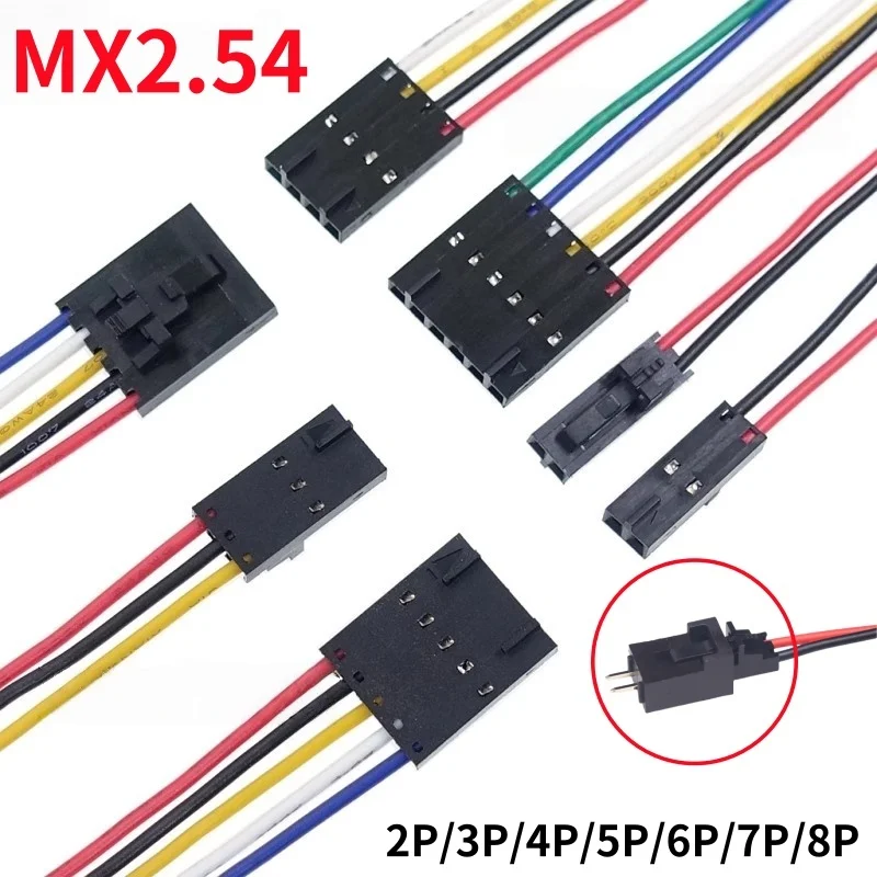 10 Pieces of 20CM Dupont 2.54MM Cable 2-8Pin with Locking Terminal Cable Single Head Double Head 24awg MX2.54 Electronic Cable
