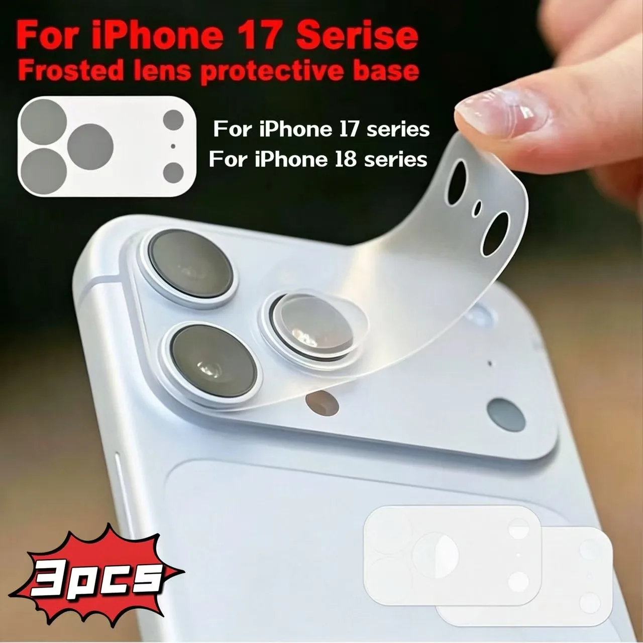 3-teiliges Set Präzisionsgeschnittener, mattierter Linsenschutzfolien für iPhone 18Promax/18Pro/18/iPhone 17 Pro Max/17Pro/Air/17 — 9H-Härte, kratzfest, anti-Fingerabdruck, anti-Blend, leicht zu