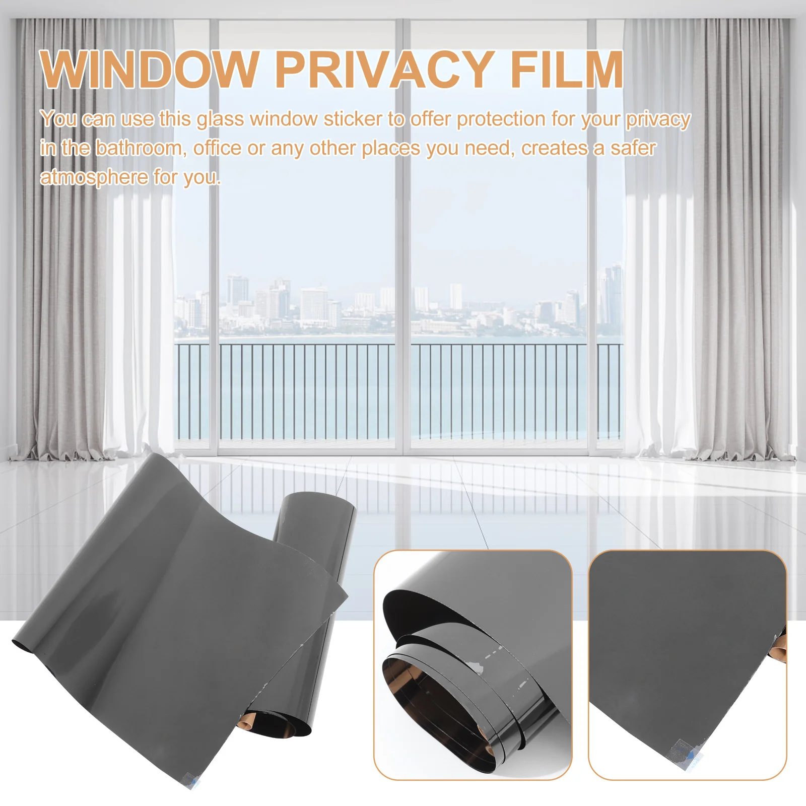 

Alipis 1 Way Reflective Window Film Static Cling Privacy Tint Sun Block UV Remove Home Office