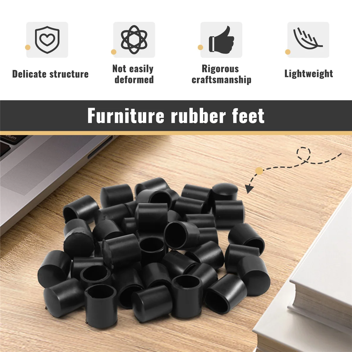 Rubber caps 40-piece black rubber tube ends 10mm round