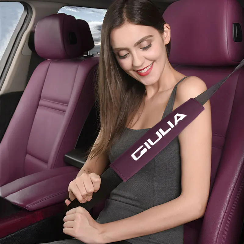 

2pc For Alfa Romeo GIULIA car seat belt covers protect leather car seat belt covers shoulder pads for children and adults GIULIA