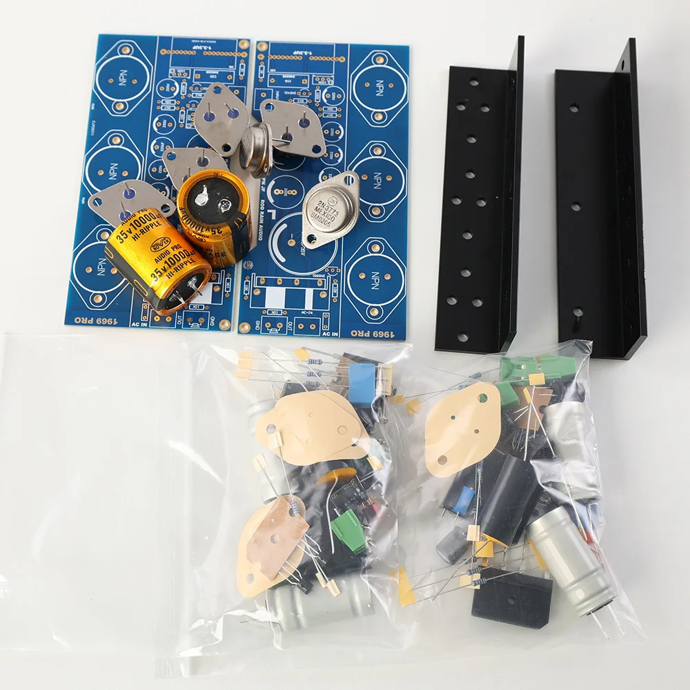 HD1969 class A AMP of 4pcs MJ15025 2pcs MJ15024 HD1969 power amplifier DIY kits Completed board with heat sink