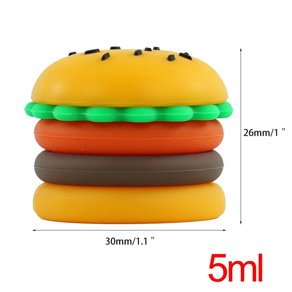 10Pcs Hamburger Shape Oil Wax Silicone Jars 5ml Jar Nonstick Container Bottle Cream Storage Box Makeup Case Cosmetic Smoking