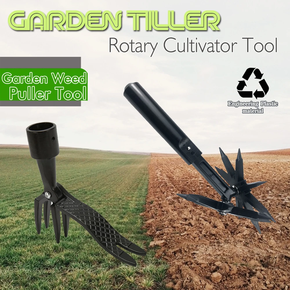 

Plastic Garden Weed Puller Tool and Garden Tiller Rotary Cultivator Tool Set Gardening Tool Weeding Digging Grass Turning Tool