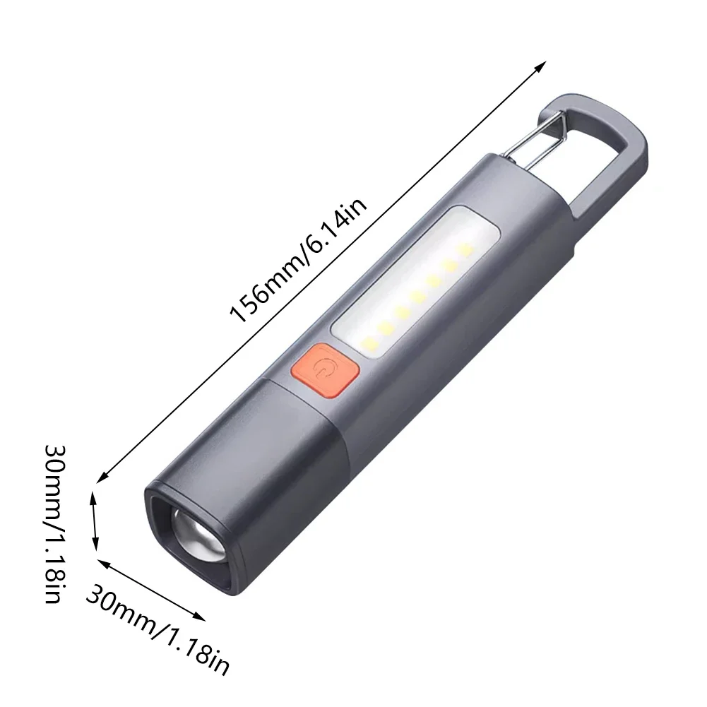 Mini Portable LED Torch with Hook Camping Powerful Flashlight USB Charging Ultra Bright LED Torch 800mAh 300LM for Power Outages