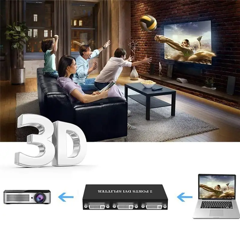 DT51 DVI Splitter 1X2 Switch Switcher Extender Adapter 1 DVI-D Input 2 DVI-D Output Dual Display for Computer Monitor