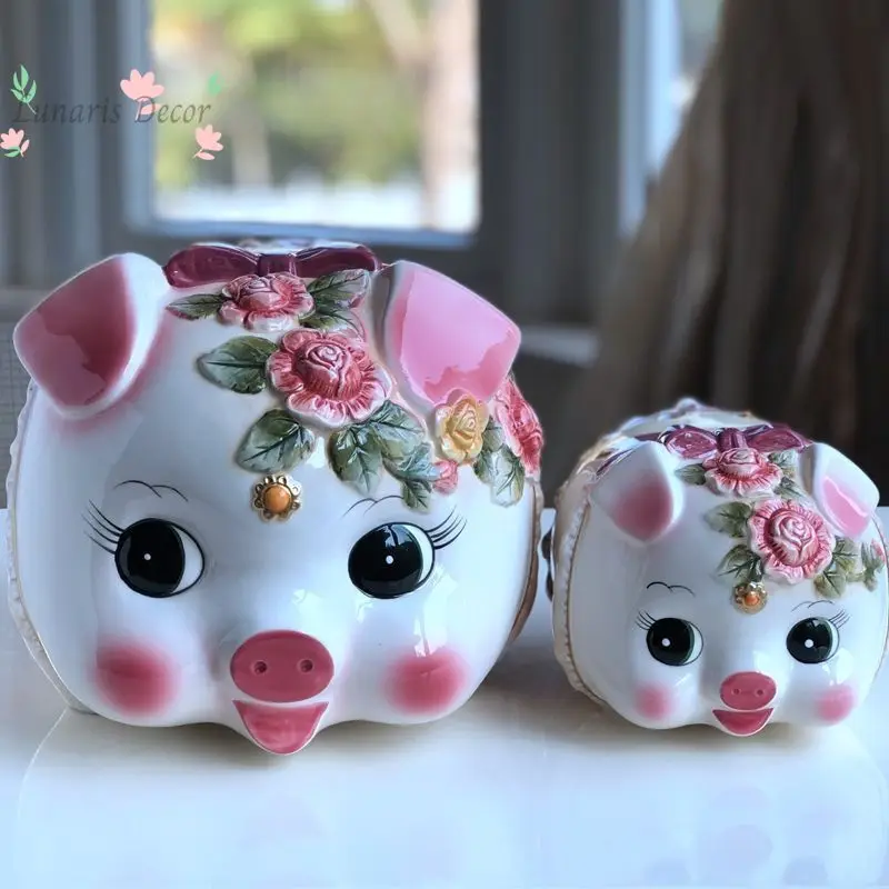 Schweine-Spardose Wohnzimmer-Ornament Niedliche Europäische Keramik-Spardose Dekoration