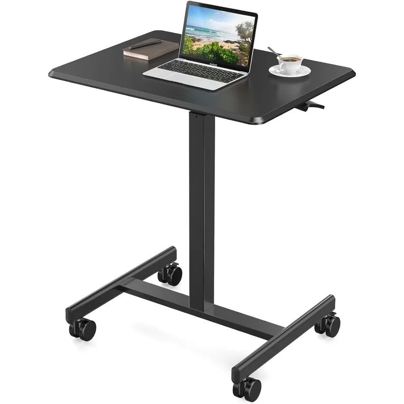 Small Mobile Rolling Standing Desk - Overbed Table, Teacher Podium with Wheels, Adjustable Work Table, Rolling Desk