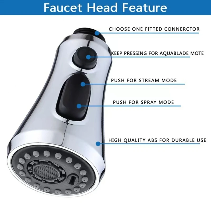 Multifunctional Faucet Head with 3 Function Brushed Finish Faucet Head set Dropship