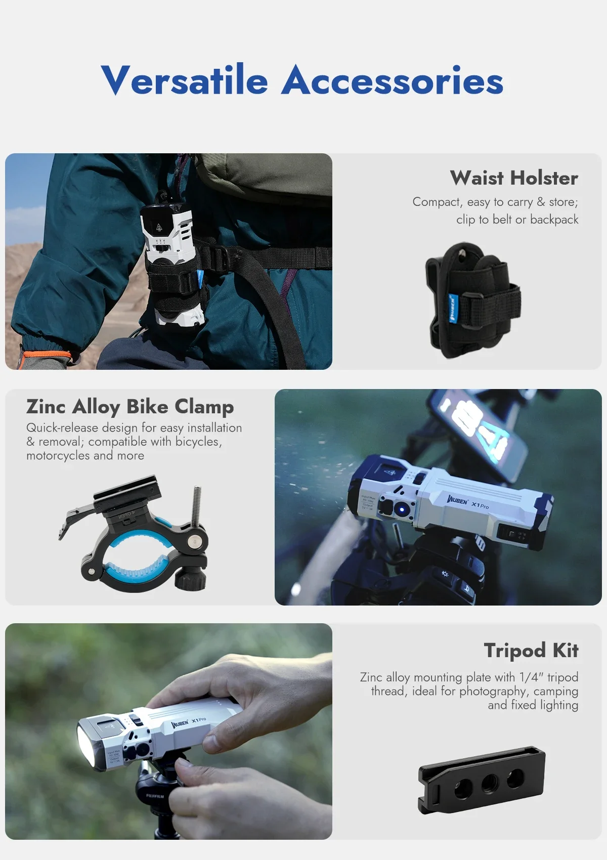 WUBEN X1 Pro Rechargeable EDC Flashlight 12300Lumens Protable Ultra-Bright Waterproof Powerful X1Pro Torch 9600mAh Power Bank