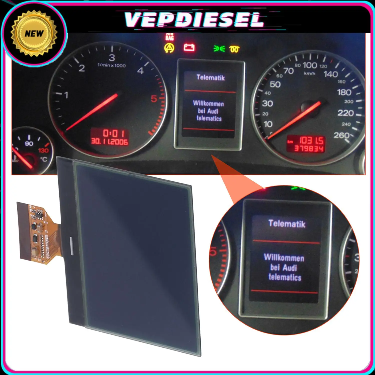 1PC New Car Screen Instrument Cluster LCD Screen Display For Audi A4 B6 B7 2002-2008 High Quality Auto Part