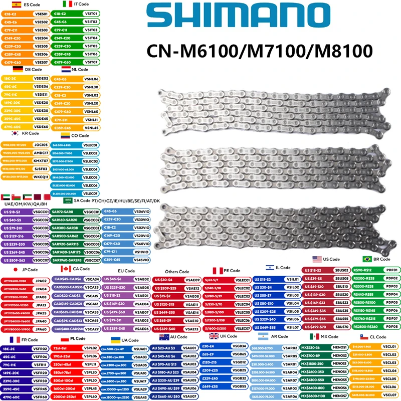 SHIMANO SLX M7100 M6100 M8100 chaîne à 12 vitesses 118/126 maillons chaîne de vélo de montagne CN M7100 vtt 12 vitesses avec lien rapide