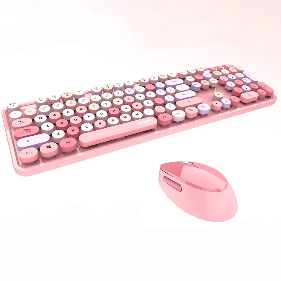 

Mofii 2.4G Keyboard and Mouse Kit Cute Keyboard Mouse Combos Full Size Wireless Keyboard Mouse Set Compatible with Windows