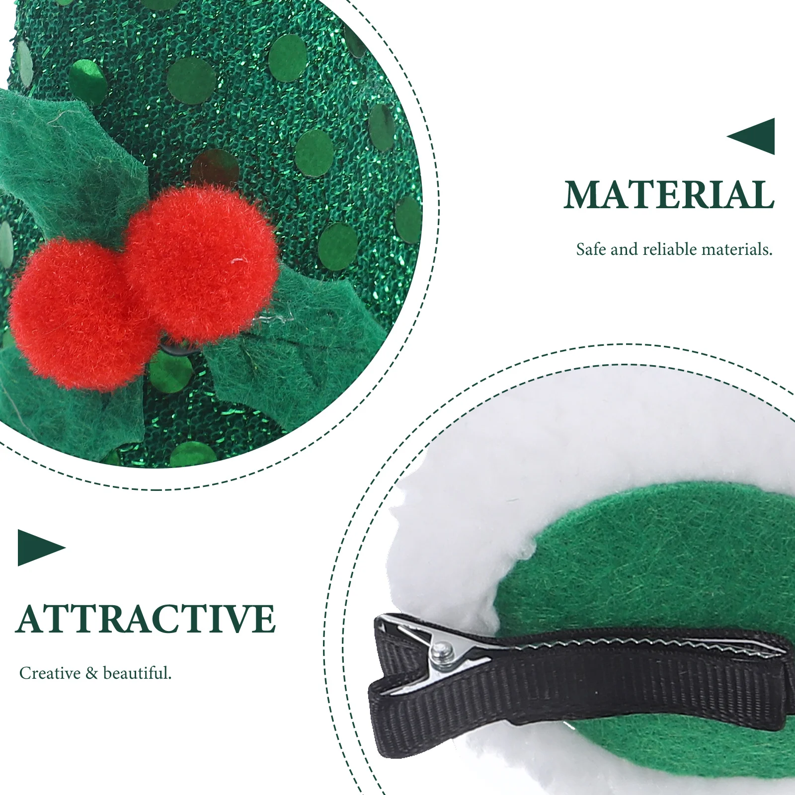 

5Pcs Glitter Christmas Hat Hair Clips Set Red Green Silver Decorative Hairpins for Holiday Outfit Festival Gift