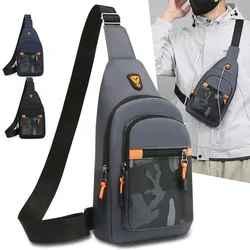 Boys' new chest bag, crossbody bag, water-repellent, lightweight multi-layer shoulder bag, simple multi-functional waist bag