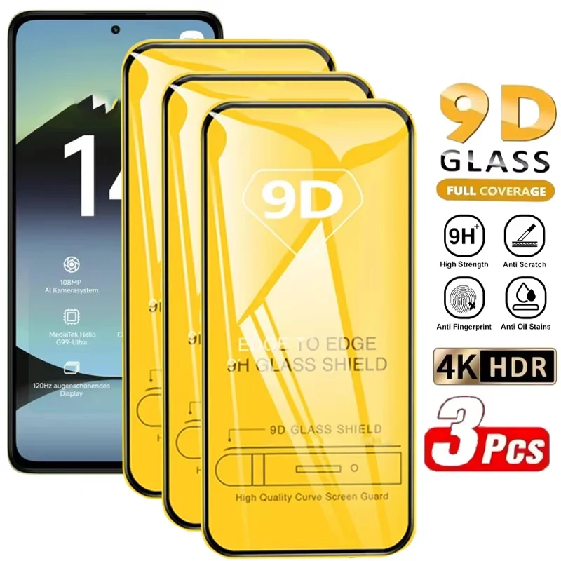 1-3 Stück Displayschutzfolie für Xiaomi 13T 15 14 13 14T Pro MI 12 11 Lite 11i, 9D HD Kratzfestes Gehärtetes Glas für Xiaomi 15 14 13